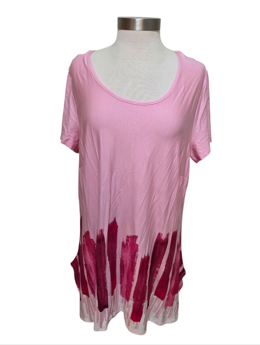 Zim & Zoe Tunic Zoey Short Sleeve Pink Brush Stroke SZ 20 NWT